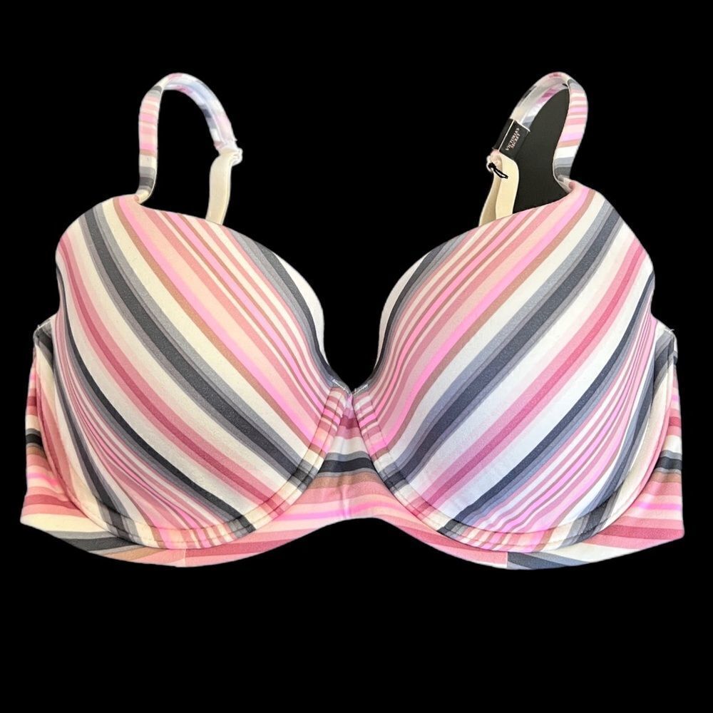Victoria’s Secret Supersoft Body Lined Demi Multicolor Striped bra 32DDD